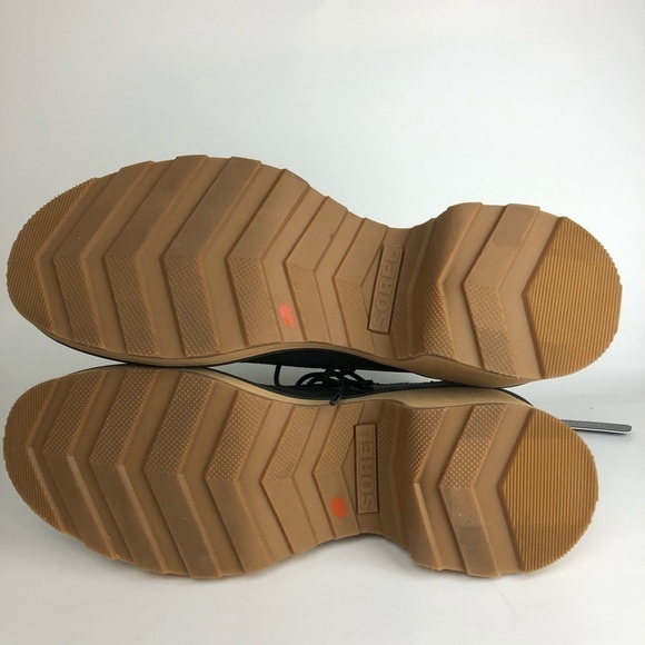 Sorel Waterproof Hi Line Leather Black Lace Up Lug Heel Ankle Boots Sz 7.5 - NEW - Picture 6 of 7